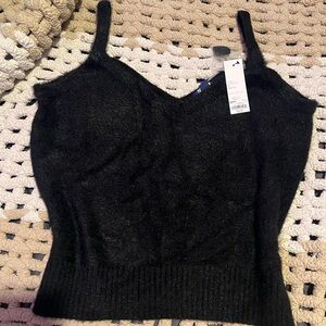 Black furry tank top
